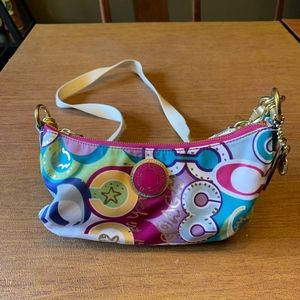 Coach Signature Poppy Graffiti Crossbody Baguette